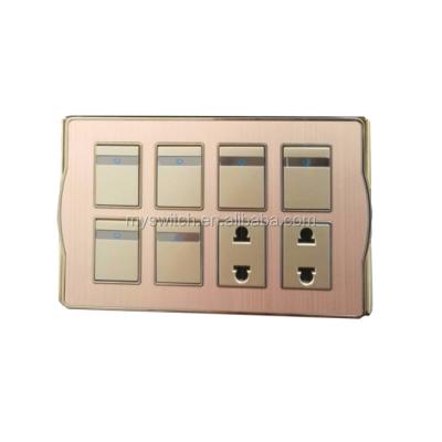 China Wholesale Factory Security Curving Aluminum Steel Edge PC Panel 6 Strip 2 Socket Wall Switch Directly for sale