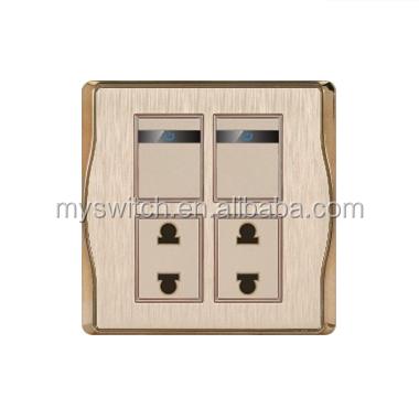 China Security Factory Directly Wholesale Customized PC Panel 2 Way Strip 2 Way Pakistan Aluminum Steel Wall Switch Socket for sale