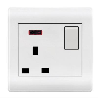 China Security 1 Gang 13A Socket Wall Switch Socket With Led Indicator Light for sale