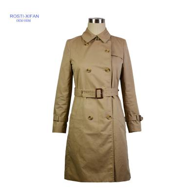 China Spring Sustainable Autumn Ladies Cross Trench Coat in Beige with Belt for sale