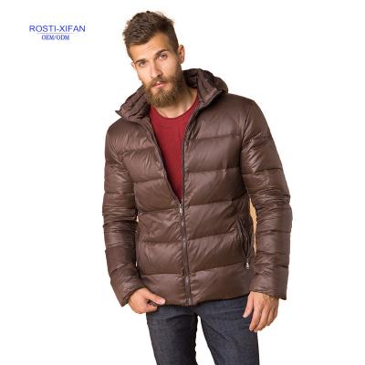 China Newest Winter Mens Breathable Brown Duck Down Feather Jacket With Hood For Men Outwear Warm Clothing for sale