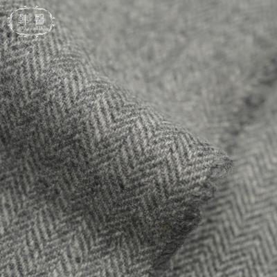 China DIMENSIONAL stain 760g thick double sided woolen fabric blended coat gray herringbone skirt woolen fabric for sale