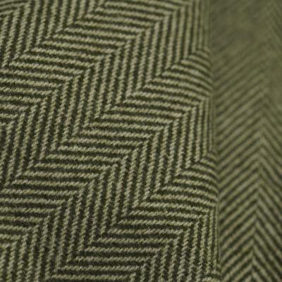 China DIMENSIONAL Stain Double Faced Wool Fabric, Thick Mixed Army Green Coat Skirt Alpaca Wool Herringbone Fabric for sale