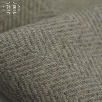 China Winter DIMENSIONAL Gray Herringbone Double-Sided Thick Coat Autumn Cloth Woolen Alpaca Stain Wool Fabric for sale