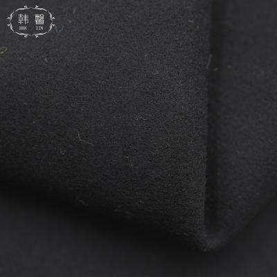 China DIMENSIONAL black cashmere fabric 720g autumn and winter coat pants woolen skirt suit, stain coat fabric for sale