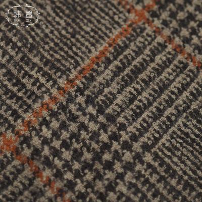 China DIMENSIONS Dark Coffee Welsh Plaid Loops Mohair Fabric Of Wool Coat Fabric, Spring, Autumn And Winter Coat for sale