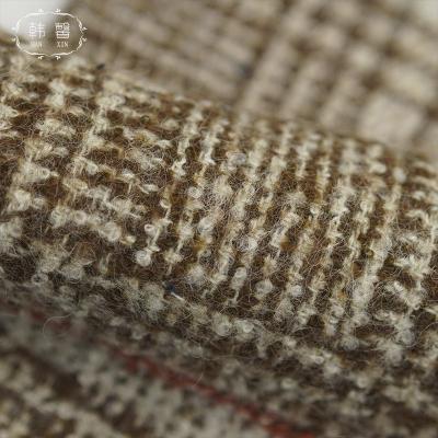 China Dishonest plaid circle DIMENSIONAL Welsh wool coat fabric, thick coat mohair fabric for sale