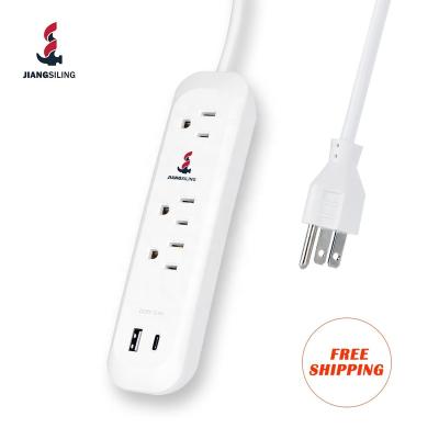 China Universal Surge Extension Cord 3 Outlets Delivery Warehouse US Plug US Power Strip Residential/Multi-Purpose Protector Lightning Fast Plug for sale