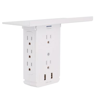 China Easy Installation Wall Socket Shelf 8 Port Surge Protector Us Wall Outlet With USB for sale