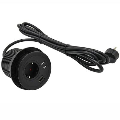 China Residential/General Purpose Grommet with 1*GE Revolving Plug with 2 USB Ports 5V/2.4A for sale