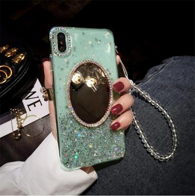 China Silicon Girl Quicksand Phone Case Cover With Diamond Mirror For Samsung Galaxy S7 Edge, For iPhone Xr Bling Case for sale