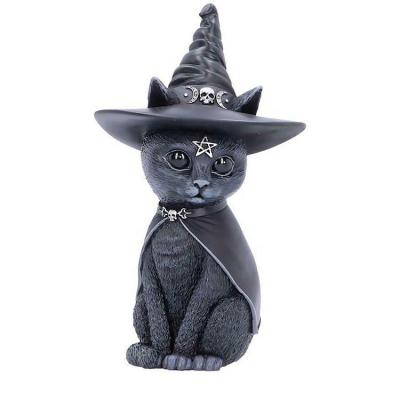 China Outdoor Garden Cat Sculpture Halloween Lawn Magic Resin Office Ornament Funny Outdoor Garden Statue Figurine Halloween Decoration for sale