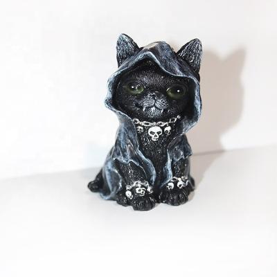 China Europe Halloween Black Cat Statuegrim Cat Figurine Occult Black Cats Ornament Statue Halloween Decoration for sale