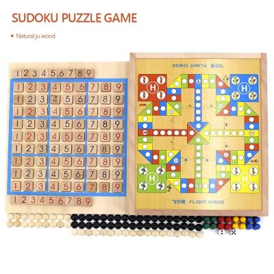 China Beech wood 5 in 1 five in one Sudoku natural multifunctional gobang wood beech environmental protection flying chess children's game chess for sale