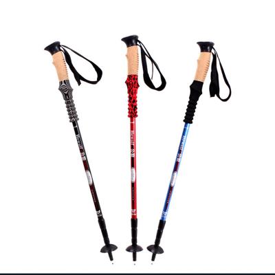 China Aluminum material handle 3 sections 7075 cork aviation cork aviation cork trekking pole foldable telescopic sticker for sale