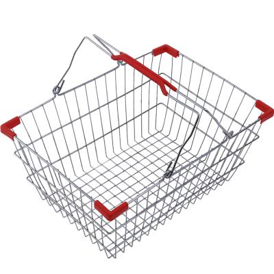 China Classic Wholesale Supermarket Equipment Wire Shopping Basket With Plastic Handle For Grocery Store for sale