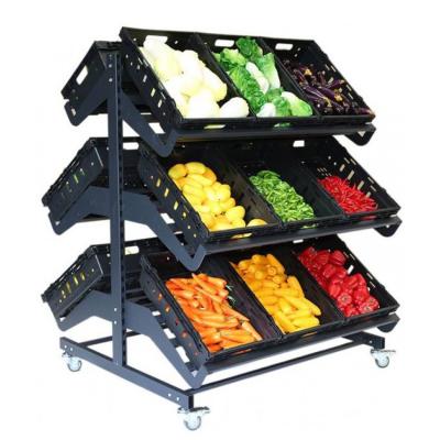 China Wholesale fruit vegetable display rack fruit-vegetable-display-supermarket light-duty rack (price includes shopping cart) for sale