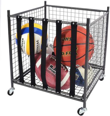 China Retrofit Sports Retail Store Storage Sport Goods Cage With Wheels Metal Ball Storage Cage Wire Mesh Storage Cage for sale