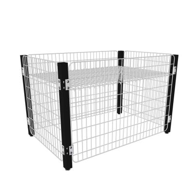 China Industrial Collapsible Warehouse Pallet Box Cage Wire Mesh Box Container, Square Grid Wire Bin for sale