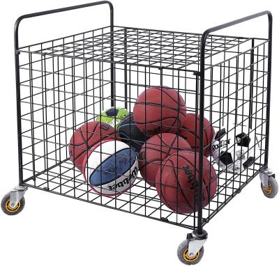 China Low Power Retrofit Good Price With Wheels Ball Storage Wire Cages Basketball Organizers Metal Ball Storage Cages for sale