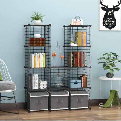 China Modernization DIY Modular Metal Wire Cube Storage Rack Metal for Living Room, Bedroom, Office Modular Cube Organizer Suitable for sale