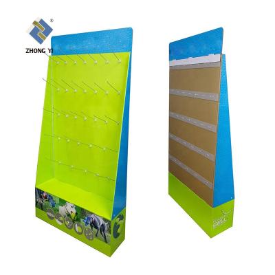 China Store Customized Advertising Single Sided Cardboard Hook Hanging Display Stand With Pegs / Hooks For Drinks for sale