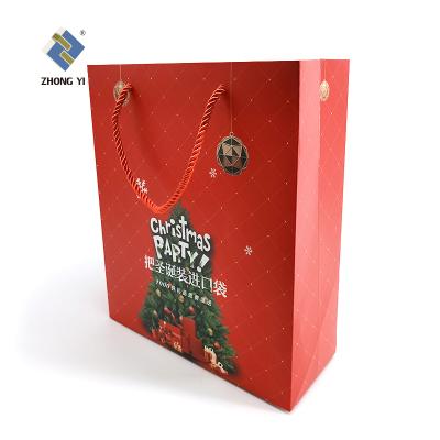 China Christmas Recyclable Wholesale Custom Logo Black Paper Bag With Black Rope Handle for sale