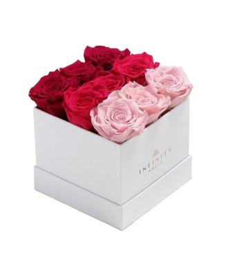 China Recyclable Luxury Square Hat Paper Box Floral Logo Velvet Gift Flower Custom Box With Drawer for sale