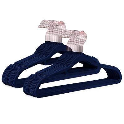 China Navy Blue 0.6cm Materials Clothing Hanger CLASSIC Velvet Hangers New Environmental Friendly Velvet for sale