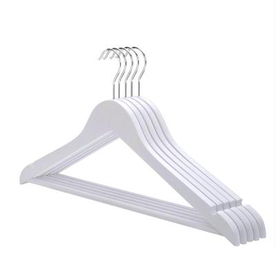 China Hot Sale Classic Wood Hanger Eco-friendly Material Custom Design Solid White Wood Hanger For Clothing for sale