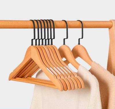 China CLASSIC Color 1.2cm Wooden Hanger High Grade Non-slip Custom Cheap Wooden Hangers For Clothes for sale