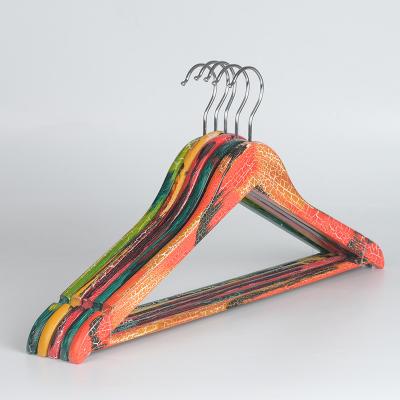 China CLASSIC Customized 1.2cm Wooden Hanger Colorful Colors Wooden Hanger With Metal Hook for sale