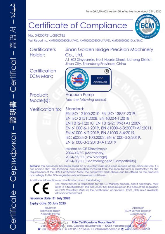 CE - Jinan Golden Bridge Precision Machinery Co., Ltd.