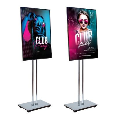 China Outdoor Adjustable Aluminum Alloy A4 A0 Poster Stand Stainless Steel Poster Display Stand for sale