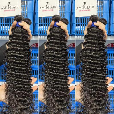 China Factory AML Deep Wave 22 Years Hair Bundles, Raw Hair Extension, Virgin Hair Bundles With Closure Set On Sale for sale