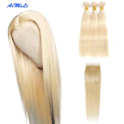 China 100% Virgin Human Hair Wholesale Price Blonde 613 Cuticle Virgin Hair Bundles Unprocessed Deal With Straight Wave Ear To Ear 13x4 Lace Headband Closure for sale