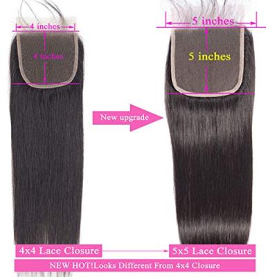 China Top Quality 100% Transparent Silky Straight AMLHAIR Human Hair 5x5 4x4 Lace Closure for sale