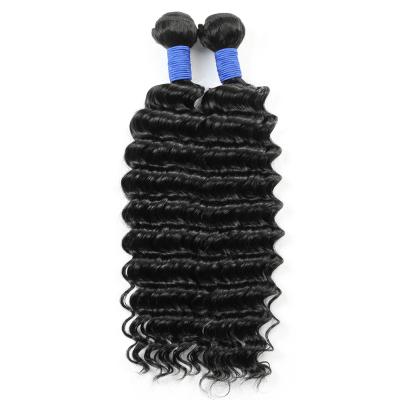 China Wholesale Price Natural Black Machine Deep Wave Mink Hair Double Weft Bundles, Brazilian Virgin Hair Bundles, Cuticle Aligned Raw Hair for sale