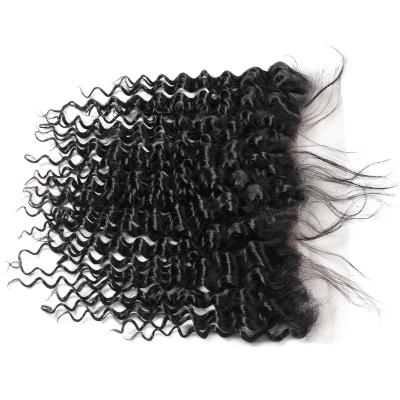 China 100% Deep Wave Human Hair 13x4 HD Lace Front Closure Ear To Ear Pre Plucked Thin Lace Headband for sale