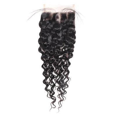 China 100% Virgin Human Hair Unprocessed Virgin Human Hair Middle Part High Density 4*4 Lace Closure And Free Part for sale