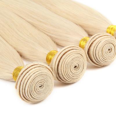 China 100% Silky Straight Human Hair 613# Brazilian Virgin Human Hair Bundles Extension Real Blonde Unprocessed 100% for sale