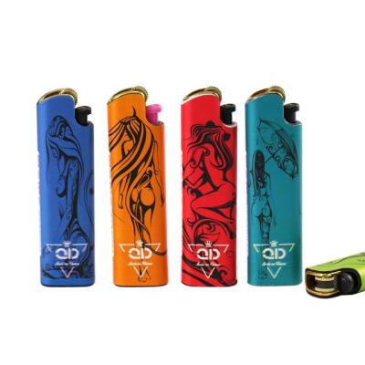 China Plastic Flint Lighter Hot Selling Slim Disposable Flint Lighter With Gold Wheel for sale