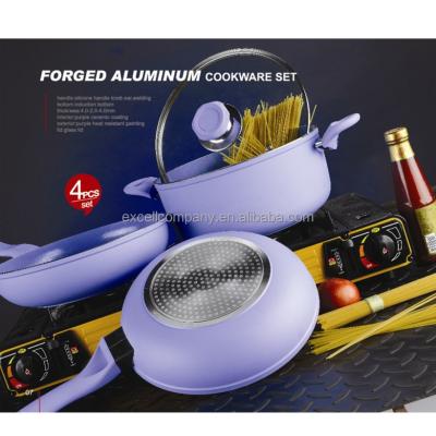 China Sustainable Forge Aluminum Cookware Sets Indoor and Outdoor with Ceramic EX-ST04 for sale