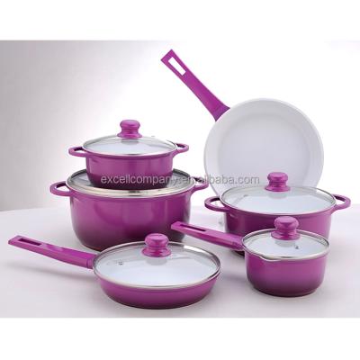 China Diameter-Cast Aluminum Cookware EX-ST03 Sustainable Sets Interior And Exterior With Ceramic for sale