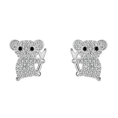 China Fashionable Cute Micro Koala CZ Zircon Inlay Design Animal Stud Earrings For Girl's Jewelry for sale