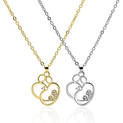 China TRENDY Gift Mothers Day Gift Jewelry Women Brass Accessories Mother and Baby CZ Pave Minimalist Heart Necklace Pendant Jewelry for sale