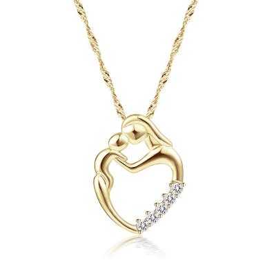 China TRENDY Mothers Day Gift Set Cubic Zirconia Mom Necklaces and Baby Jewelry Heart 18k Gold Pendant Necklace for sale