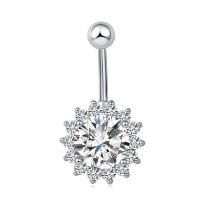 China Stainless Steel Trendy Classic Diamond New Products Body Jewelry Navel Bar Belly Bar Fork Piercing Ring for sale