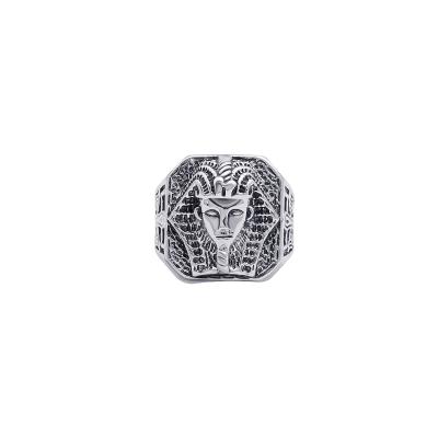 China Fashionable Egyptian Pharaoh Pattern Retro Style White Gold Color Vintage Silver Plated Copper Ring for sale