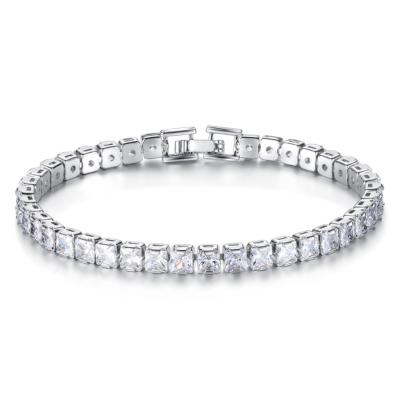 China Fashionable Luxury Classic Design Zircon Diamond Tennis Handmade Sterling Silver Bracelet For Women for sale